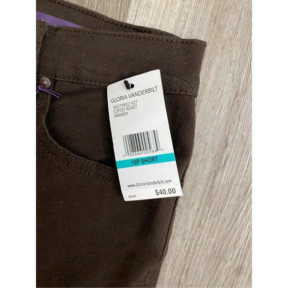 Gloria Vanderbilt NWT 'Amanda' Classic Brown Jeans Size 16S, MSRP $40 - Picture 4 of 7